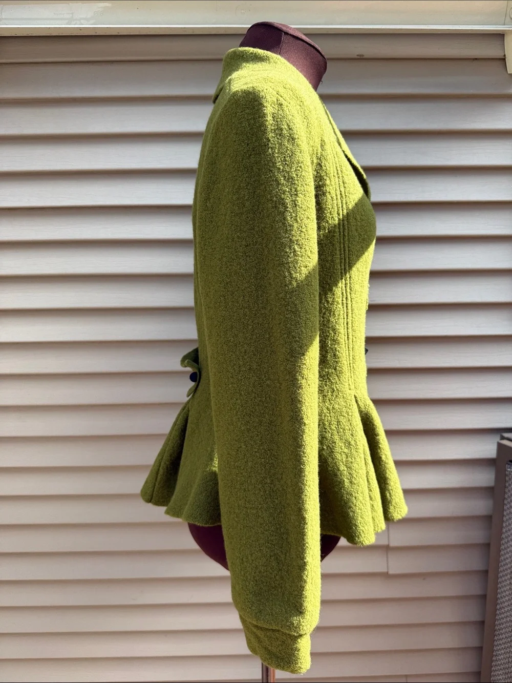Eva Tralala Paris chartreuse 100% boiled wool toggle French style jacket Size S - Picture 6 of 14